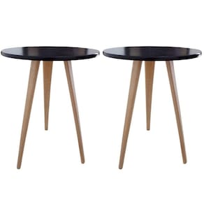 Kit 2 Mesa De Cabeceira Mesa De Apoio Lateral Canto Pé Palito 68 Cm preto