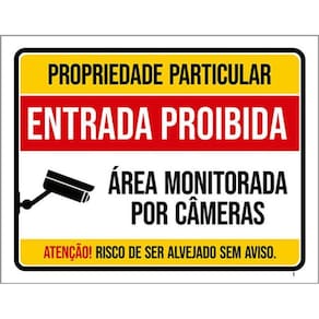 Kit 3 Placas Propriedade Particular Entrada Monitorada