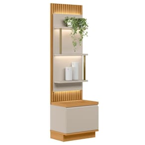 Painel Ripado Com Mesa De Apoio 58cm Real L06 Tauari/off White Fosco - Mpozenato