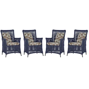 4 Poltronas Igapó Alumínio Micro Pintura Preta Corda Náutica Azul