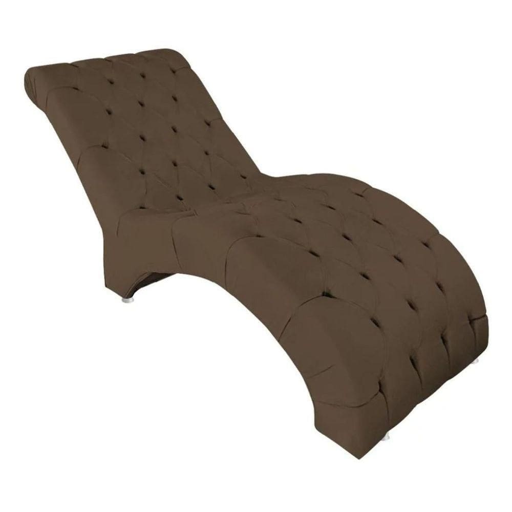 Recamier Divã Espreguiçadeira Para Sala Cliníca Leila Suede marrom