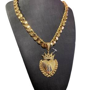 Cordão Friso S 13Mm + Pingente Nossa Senhora Banhado A Ouro