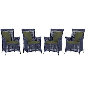 4 Poltronas Igapó Alumínio Pintura Preta Corda Náutica E13 Azul