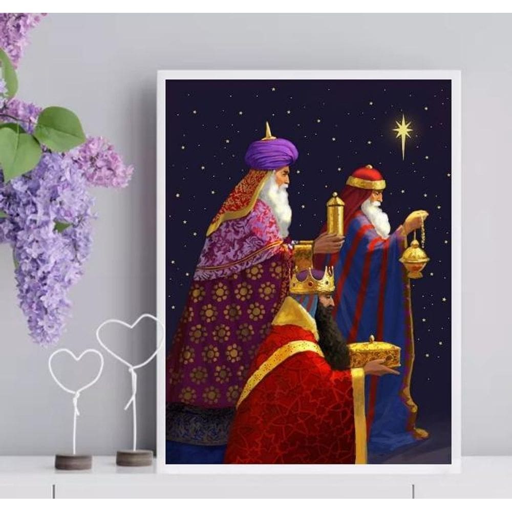 Quadro Decorativo 3 Reis Magos 33X24Cm - Com Vidro