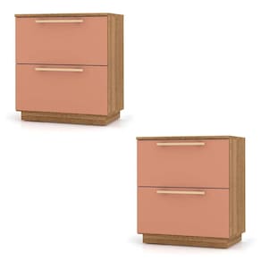Mesa De Cabeceira 2 Gavetas 50cm Kit 2 Dubai Nature/camarim - Vlr Móveis