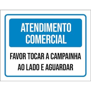 Kit 3 Placas Atendimento Comercial Favor Tocar Campainha
