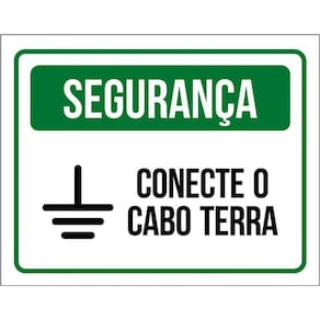 Placa De Segurança - Conecte O Cabo Terra 36X46