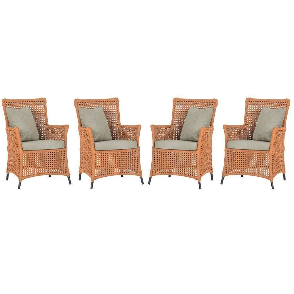 4 Poltronas Igapó Alumínio Pintura Preta Corda Náutica E7 Terra Cota