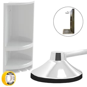 Chuveiro Ducha Fria 17Cm Cromado + Porta Shampoo Branco