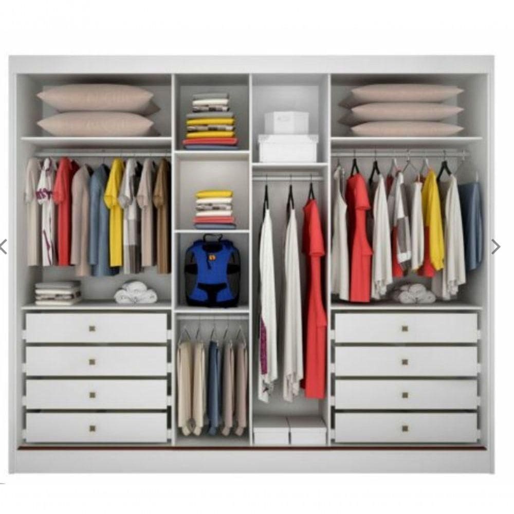 Guarda Roupa Casal 3 Portas 8 Gavetas Diamond Móveis Horizonte - Branco