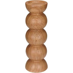 CASTIÇAL DECORATIVO PORTA VELA SUPORTE HOME&CO CERÂMICA 25x8x8cm ESTILO MADEIRA