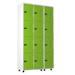 Armário Aço 12 Portas Academia Guarda Volume Trinco Verde