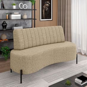 Sofá Living Decorativo 2 Lugares 1,60m Katara Pés De Ferro Linho Bege G33 - Gran Belo