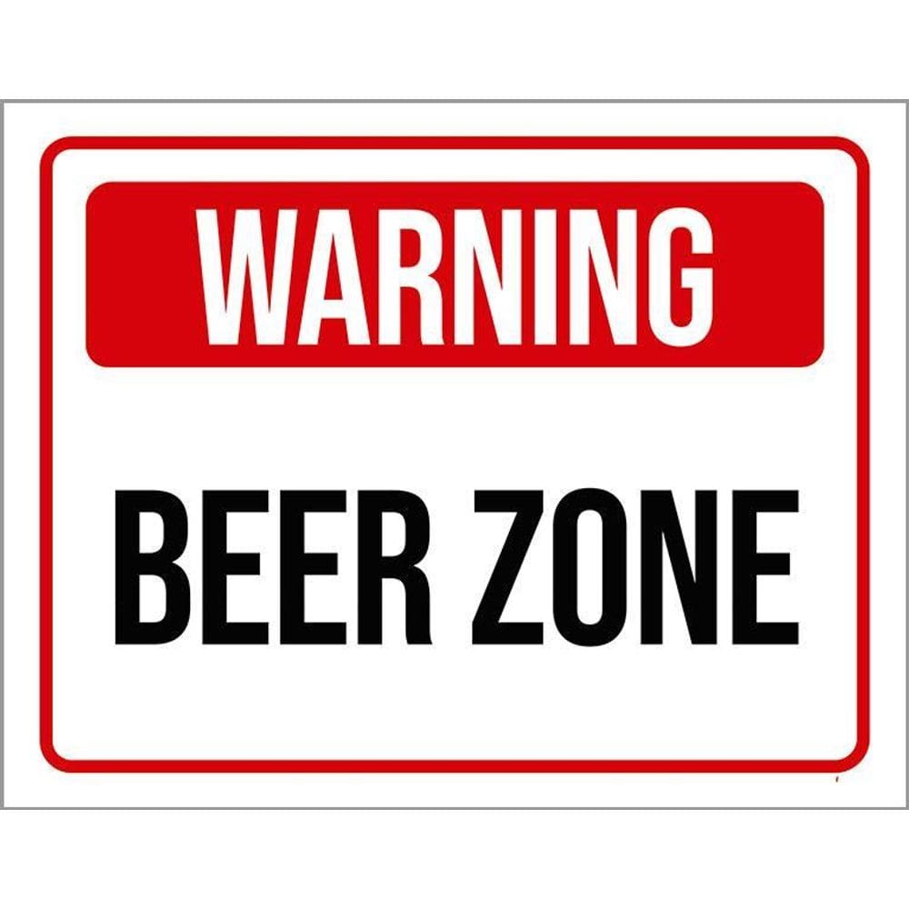 Placa Decorativa - Warning Beer Zone 36X46