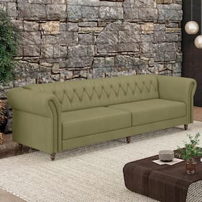 Sofá Living Stanford Chesterfield 3 Lugares 260cm Pés De Madeira Couro Fendi G58 Gran Belo