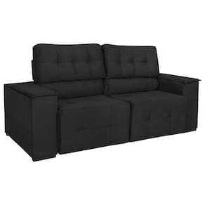 Sofá Cama Retrátil Sala Vicenza 175cm Suede Cor Preto