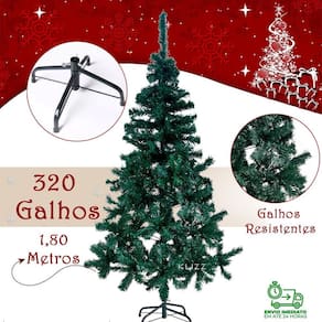 Arvore De Natal 1,80 Metros 320 Galhos Pinheiro Pé De Metal