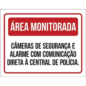 Placa Área Monitorada Câmeras De Segurança E Alarme 36X46