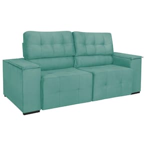 Sofá Cama Retrátil Sala Vicenza 175cm Suede Cor Azul Tiffany