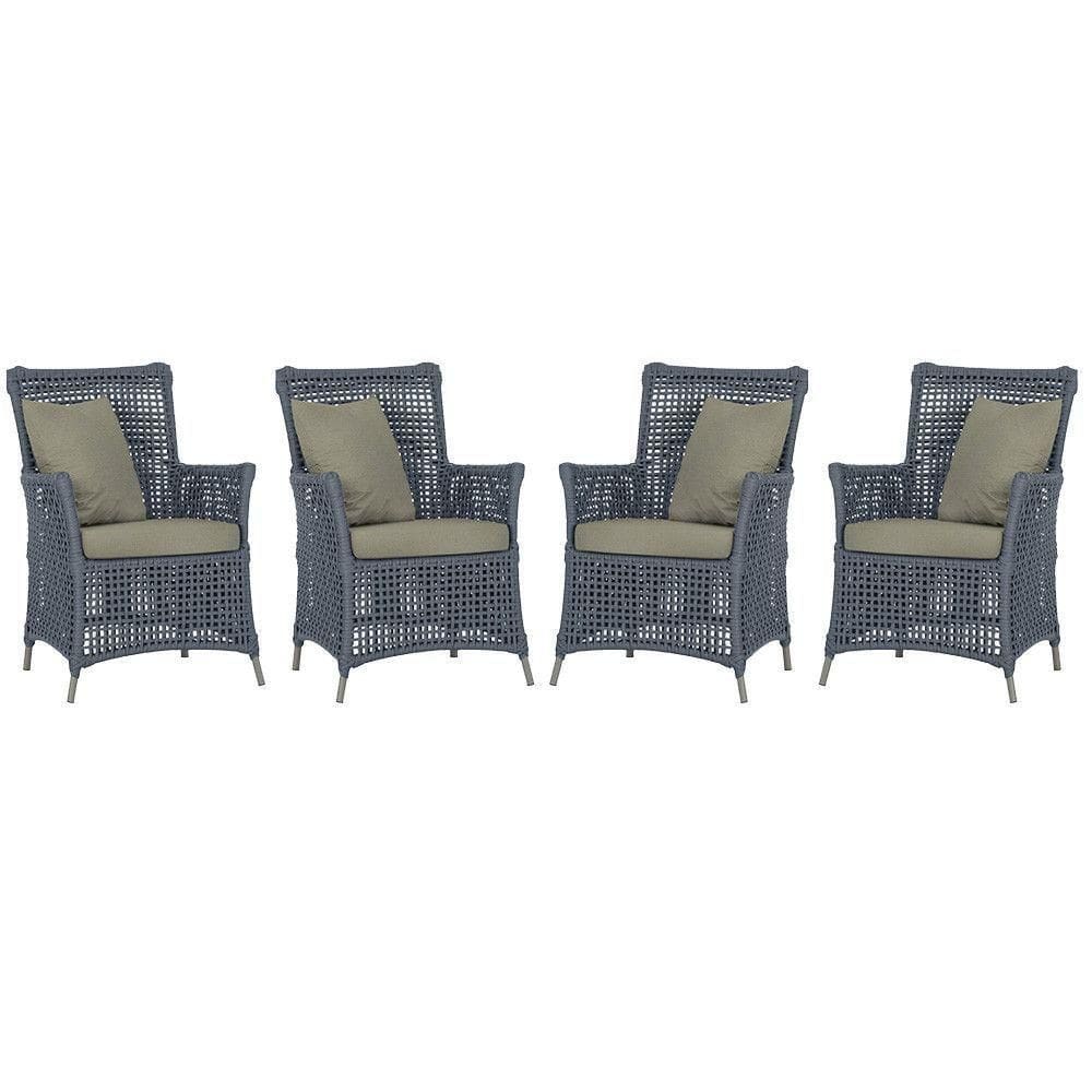 4 Poltronas Igapó Alumínio Pintura Fendi Corda Náutica E8 Prata