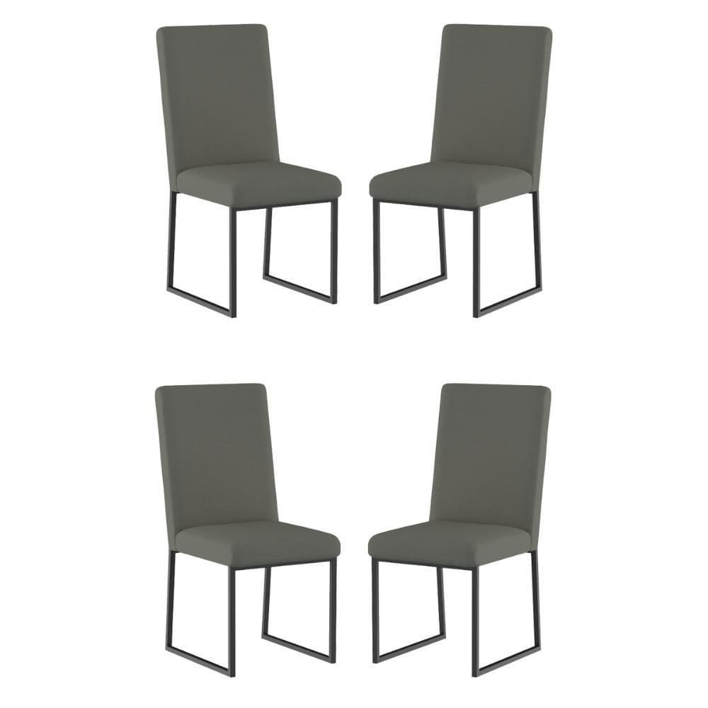 Kit 4 Cadeiras De Jantar Com Base De Ferro Preto – Balaqui Cor:cinza Cinza