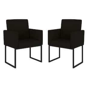 Kit 02 Poltrona Cadeira Decorativa Recepção Base Ferro Preto Cor:preto
