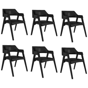 Kit 6 Cadeiras Sala De Jantar E Jogos Carteados Madeira Maciça Poker Pu Preto-preto G42 - Gran Belo