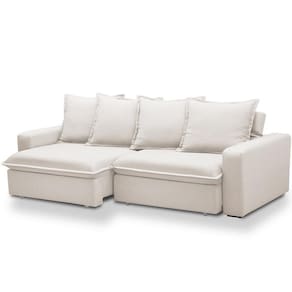 Sofá Retrátil Reclinável Para Sala De Estar Living 215cm Vêneto F04 Bouclê Cru - Lyam Decor
