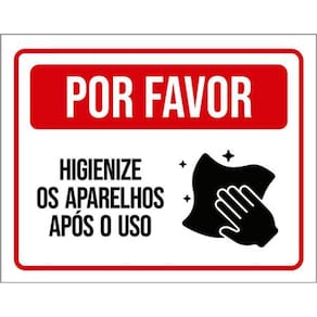 Kit 3 Placas Academia Higienize Aparelhos Após Uso