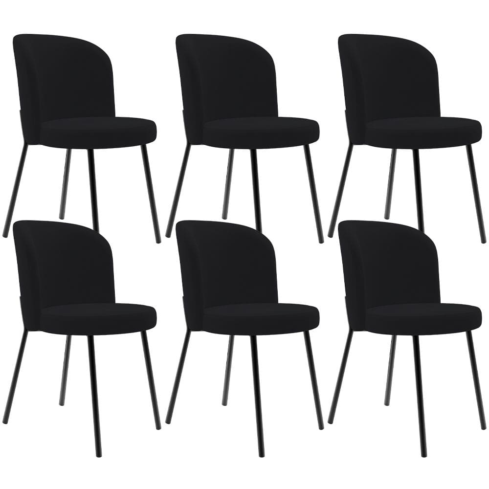 Kit 6 Cadeiras Sala de Jantar Estofada Gavi L02 Suede Preto - Lyam Decor