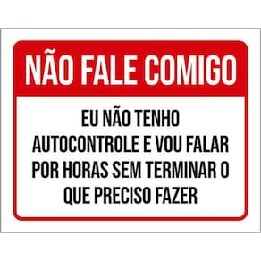 Kit 3 Placas Não Gale Comigo Não Tenho Autocontrole Vermelha