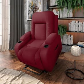 Poltrona Do Papai Reclinável Crihs Elétrica Lift Elevação Pu Vermelho G23 - Gran Belo