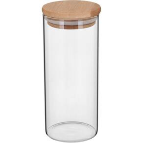 POTE PORTA MANTIMENTOS COM TAMPA BAMBU BOROSSILICATO 400ml 15x6x6cm TRANSPARENTE