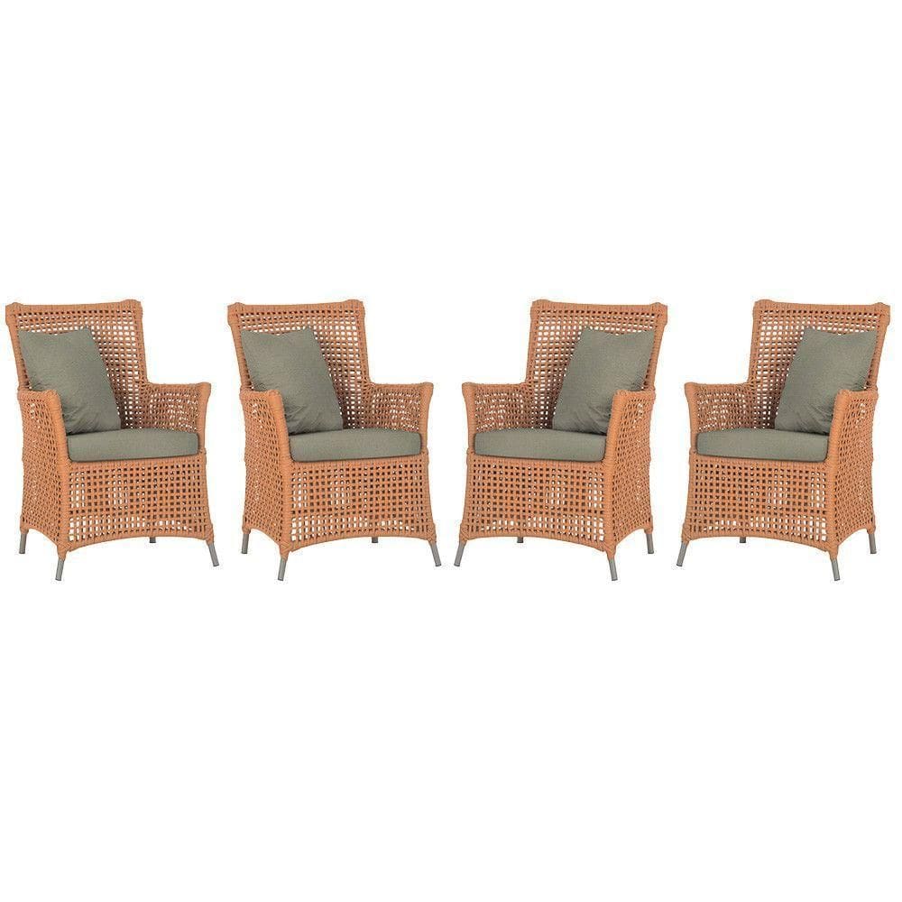 4 Poltronas Igapó Alumínio Pintura Fendi Corda Náutica E8 Terra Cota