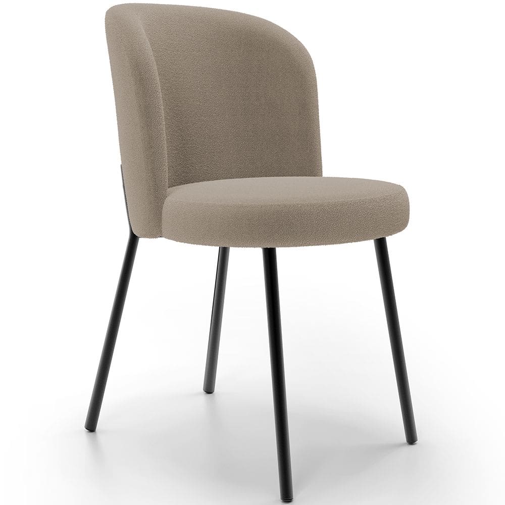 Cadeira Para Sala de Jantar Cozinha Estofada Gavi L02 Bouclê Bege - Lyam Decor