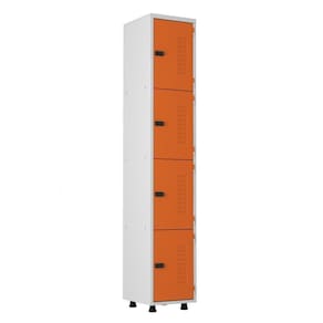 Armário Aço 4 Portas Academia Guarda Volume Ea701 Laranja