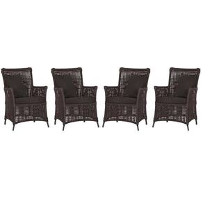 4 Poltronas Igapó Alumínio Pintura Preta Corda Náutica E9 Marrom