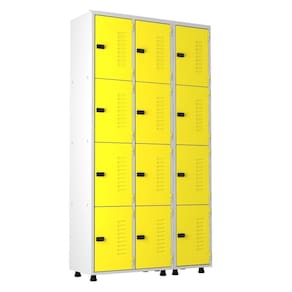 Armário  Aço 12 Portas Academia Guarda Volume Trinco Amarelo