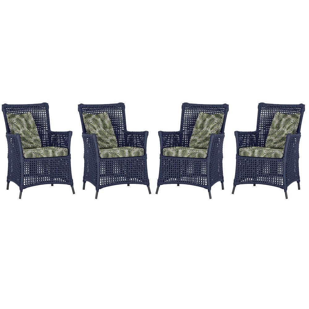 4 Poltronas Igapó Alumínio Pintura Preta Corda Náutica E5 Azul