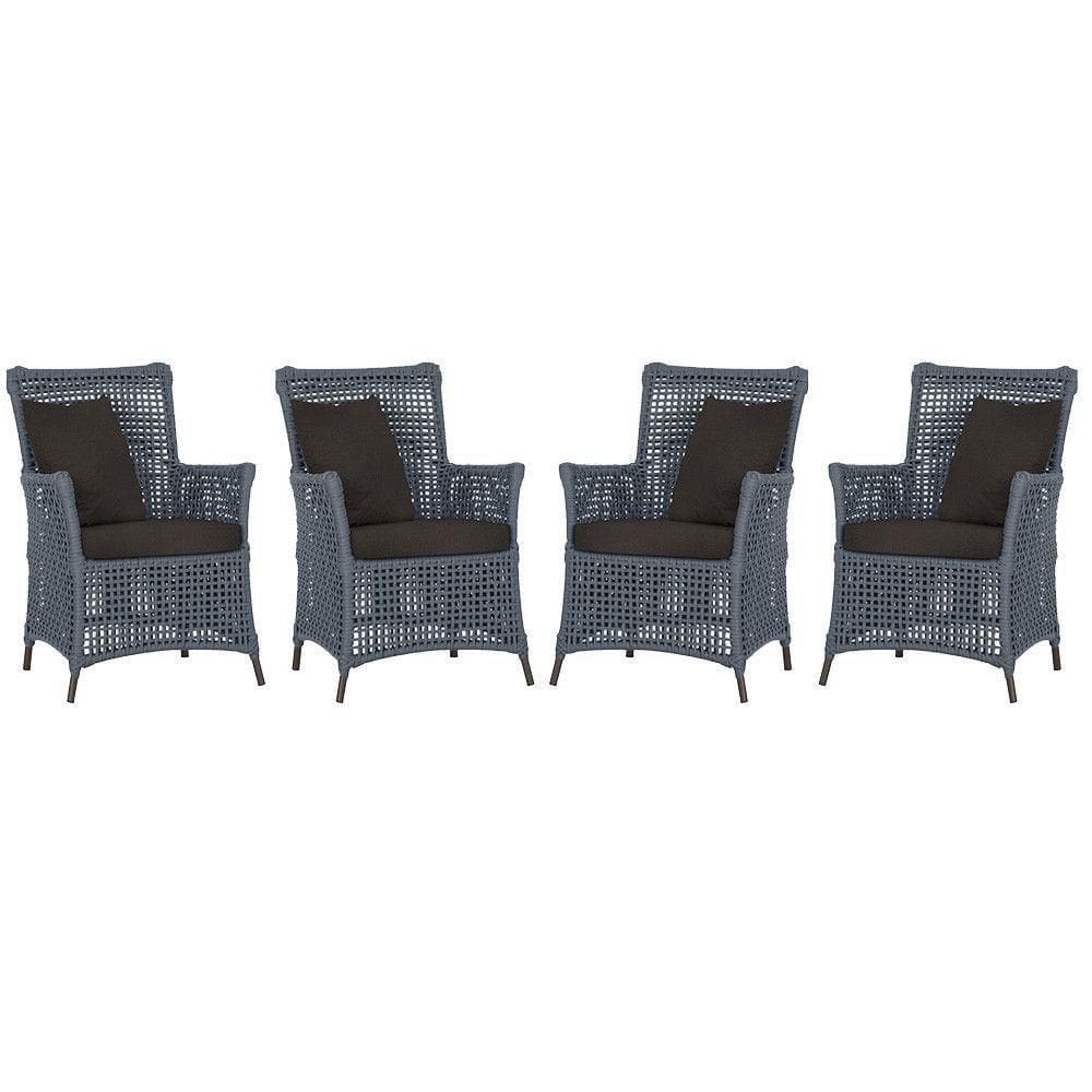 4 Poltronas Igapó Alumínio Pintura Marrom Corda Náutica E9 Prata
