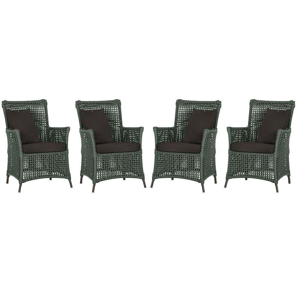 4 Poltronas Igapó Alumínio Pintura Marrom Corda Náutica E9 Verde