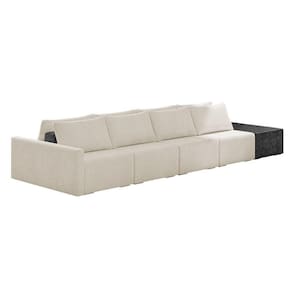 Sofá Ilha 4 Lugares Living 392cm Modulado Lary Bouclê Bege Pu Pto K01 - D`rossi