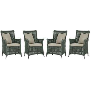 4 Poltronas Igapó Alumínio Pintura Marrom Corda Náutica E7 Verde