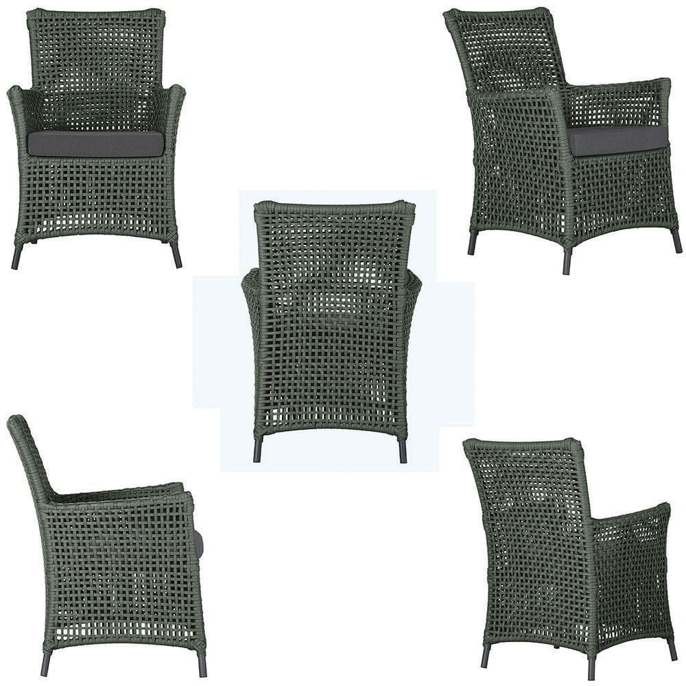 4 Poltronas Igapó Alumínio Pintura Preta Corda Náutica E11 Verde