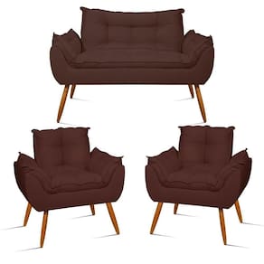 Kit Namoradeira Opala Sala Quarto e 02 Poltronas Balaqui Decor Marrom