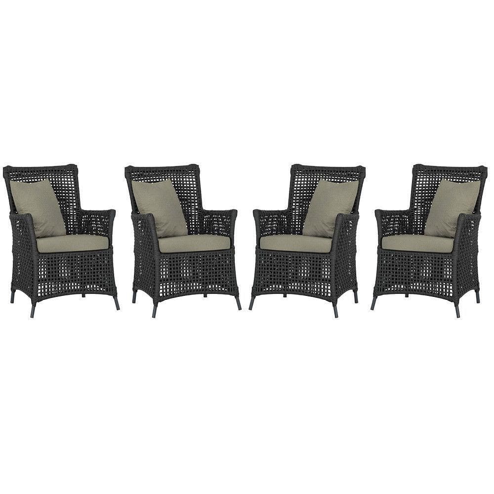 4 Poltronas Igapó Alumínio Pintura Preta Corda Náutica E8 Preto