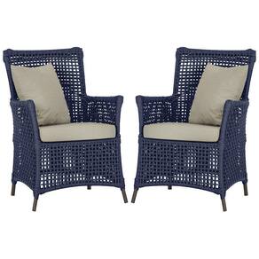 Poltronas Igapó Alumínio Pintura Marrom Corda Náutica E7 Azul