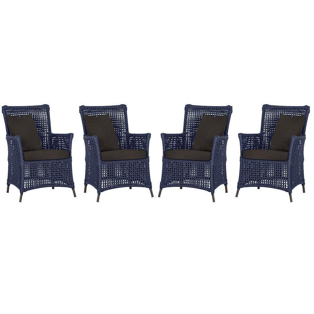 4 Poltronas Igapó Alumínio Pintura Marrom Corda Náutica E9 Azul