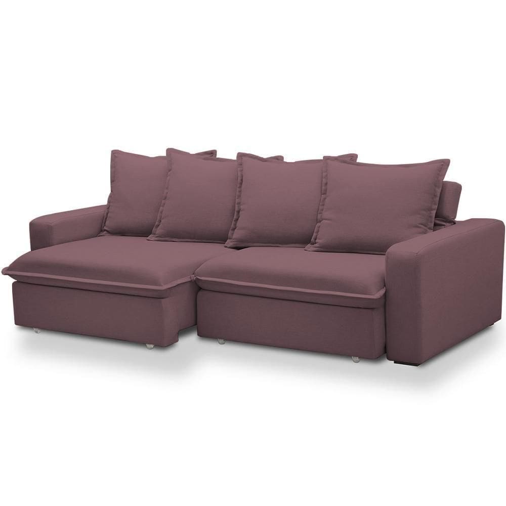 Sofá Retrátil Reclinável Para Sala De Estar Living 195cm Vêneto F04 Veludo Lilás - Lyam Decor