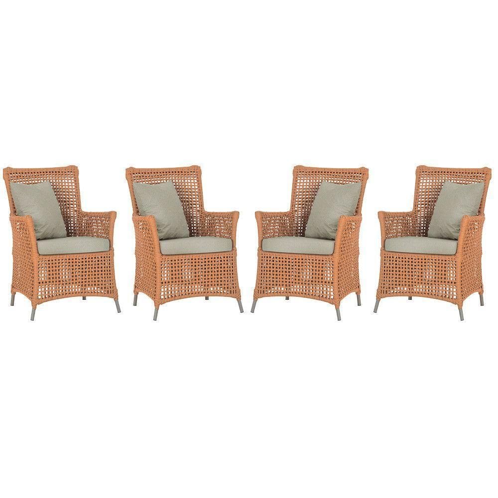 4 Poltronas Igapó Alumínio Pintura Fendi Corda Náutica E7 Terra Cota